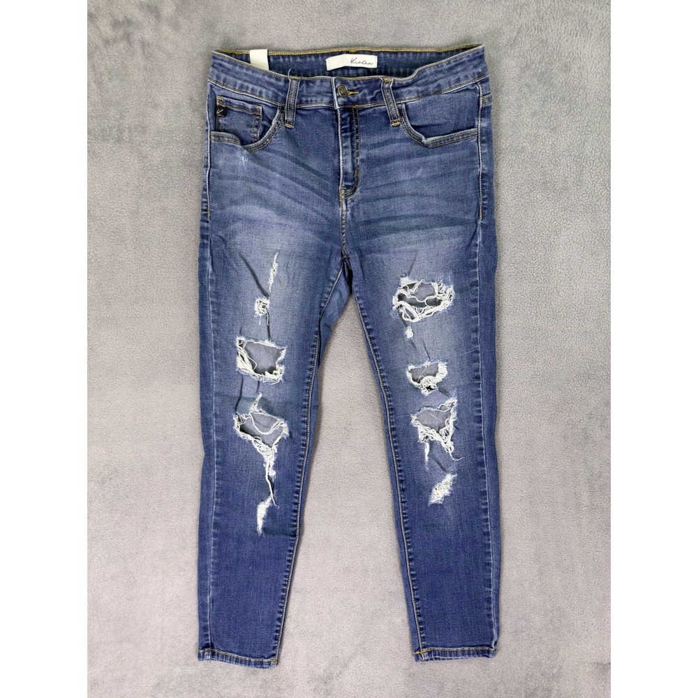 KanCan Jeans Womens 27 Blue Skinny Distressed Denim Medium Wash Mid Rise Stretch